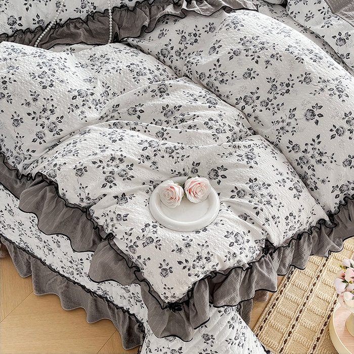 91家纺网 家纺一手货源 找家纺 妮恒美 2026新款法式床盖款四件套 幽幽花香