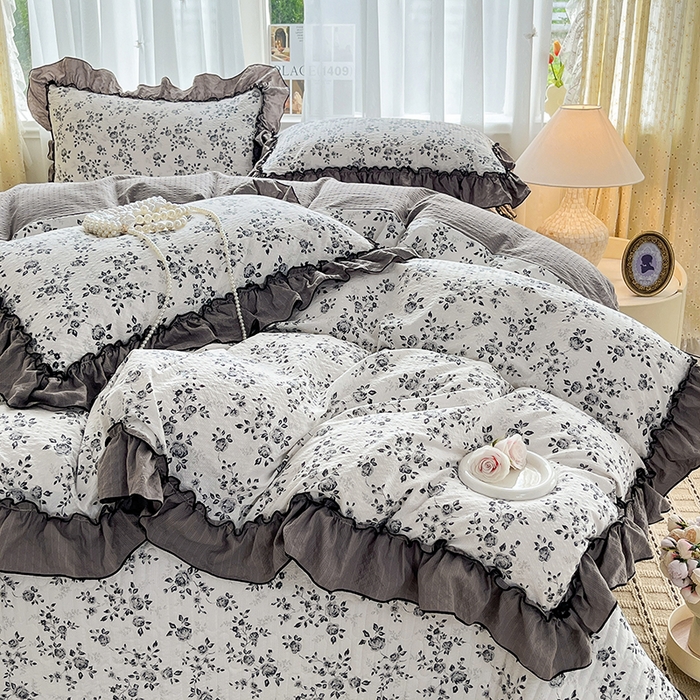 91家纺网 家纺一手货源 找家纺 妮恒美 2026新款法式床盖款四件套 幽幽花香