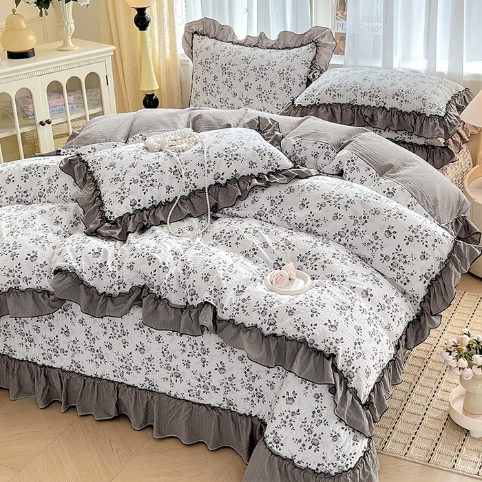 91家纺网 家纺一手货源 找家纺 妮恒美 2026新款法式床盖款四件套 幽幽花香