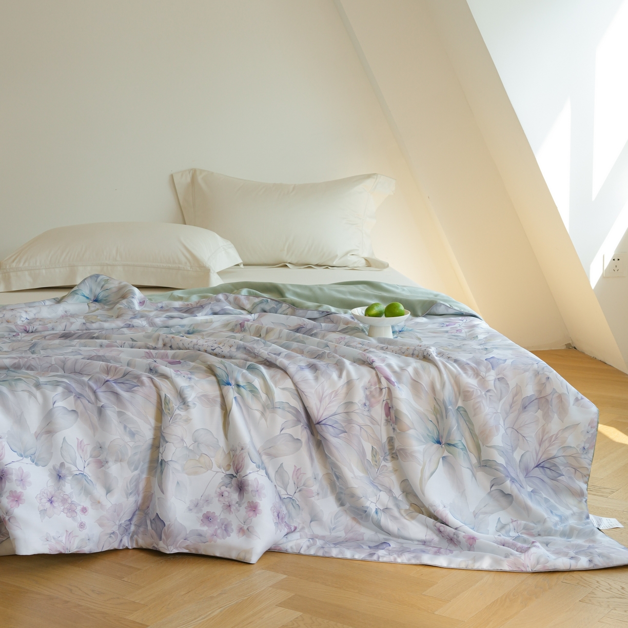 91家纺网 家纺一手货源 找家纺 沐晴家纺 2026新款春夏数码印花兰精天丝夏被空调被 清妍-紫