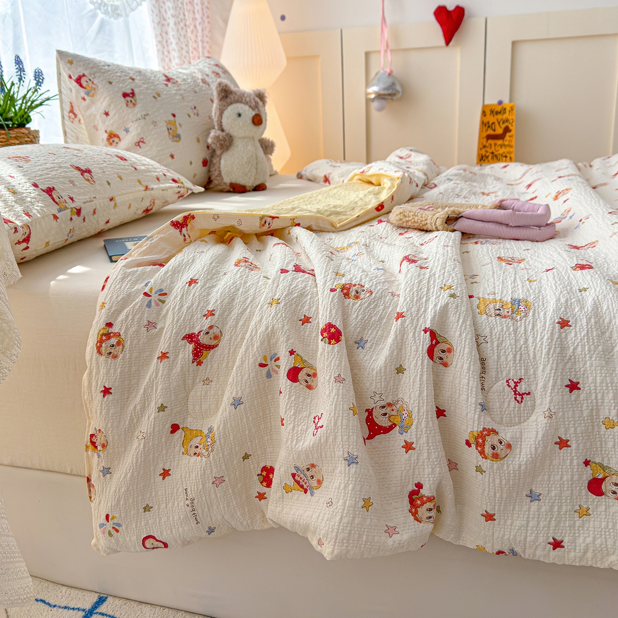 91家纺网 家纺一手货源 找家纺 桔禾家纺 2026新款A类泡芙棉泡泡纱夏被双层纱小清新夏凉被空调被 软萌星