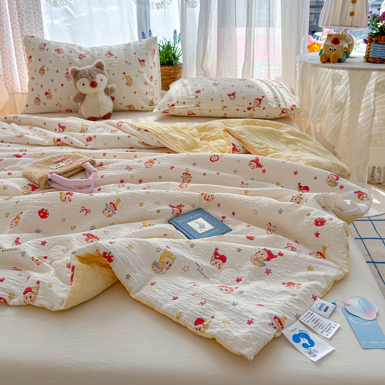 91家纺网 家纺一手货源 找家纺 桔禾家纺 2026新款A类泡芙棉泡泡纱夏被双层纱小清新夏凉被空调被 软萌星