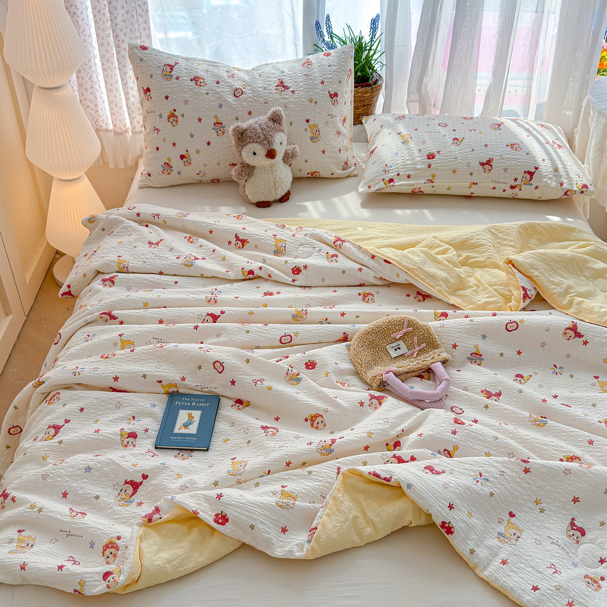 91家纺网 家纺一手货源 找家纺 桔禾家纺 2026新款A类泡芙棉泡泡纱夏被双层纱小清新夏凉被空调被 软萌星