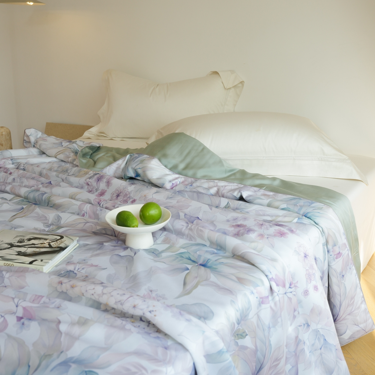 91家纺网 家纺一手货源 找家纺 沐晴家纺 2026新款春夏数码印花兰精天丝夏被空调被 清妍-紫