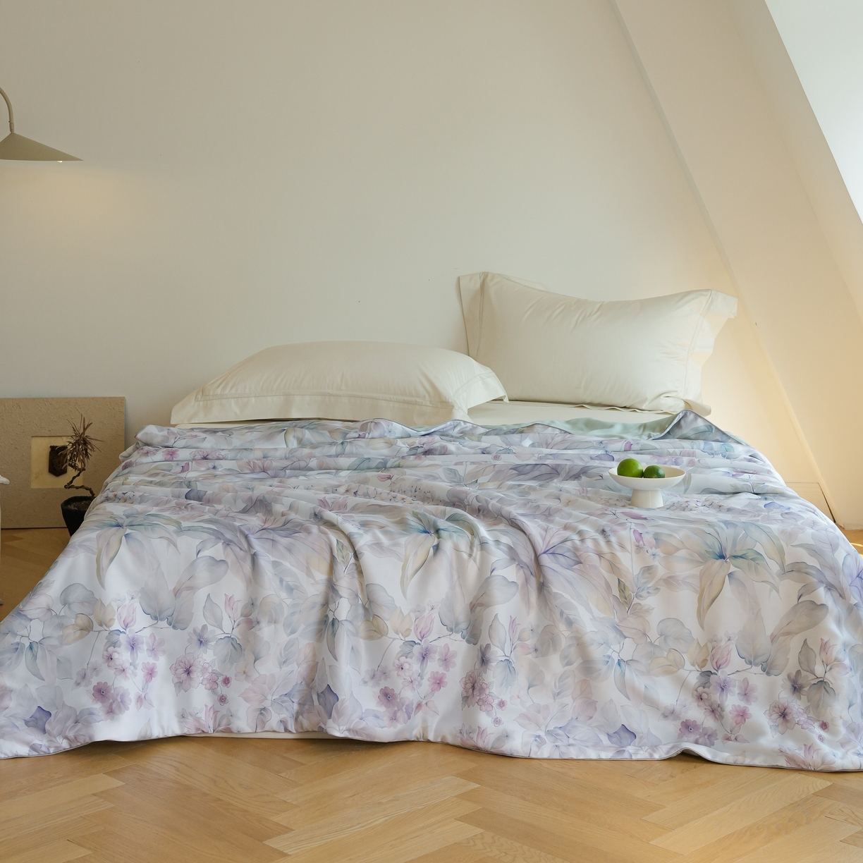 91家纺网 家纺一手货源 找家纺 沐晴家纺 2026新款春夏数码印花兰精天丝夏被空调被 清妍-紫