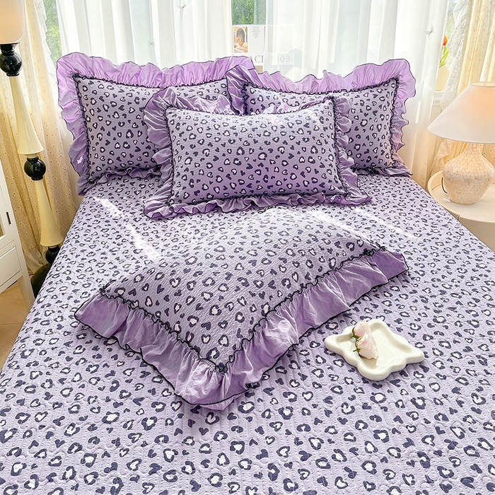 91家纺网 家纺一手货源 找家纺 妮恒美 2026新款法式床盖款四件套 紫色豹纹