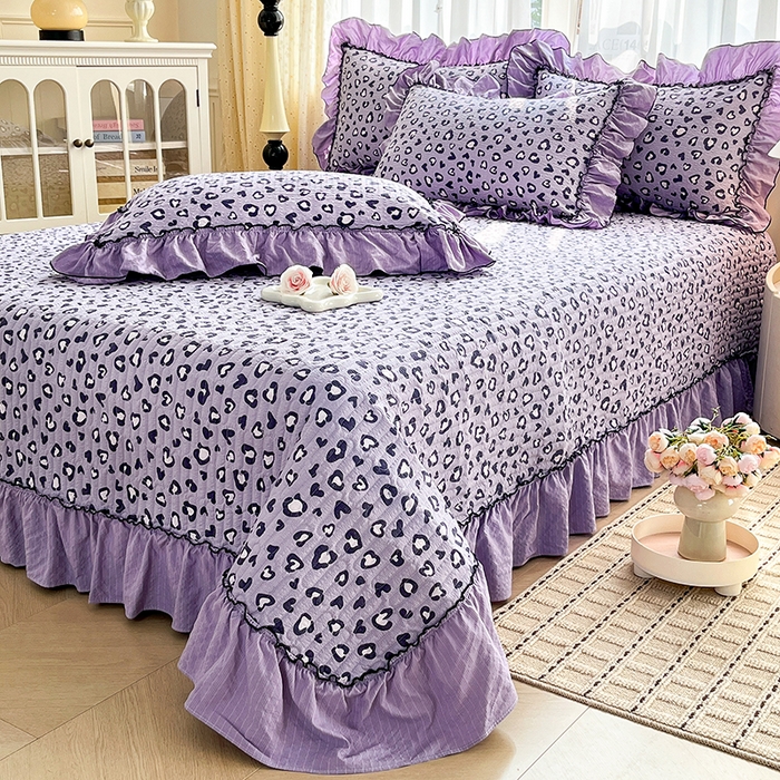91家纺网 家纺一手货源 找家纺 妮恒美 2026新款法式床盖款四件套 紫色豹纹