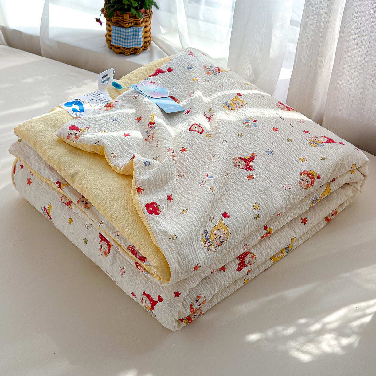 91家纺网 家纺一手货源 找家纺 桔禾家纺 2026新款A类泡芙棉泡泡纱夏被双层纱小清新夏凉被空调被 软萌星