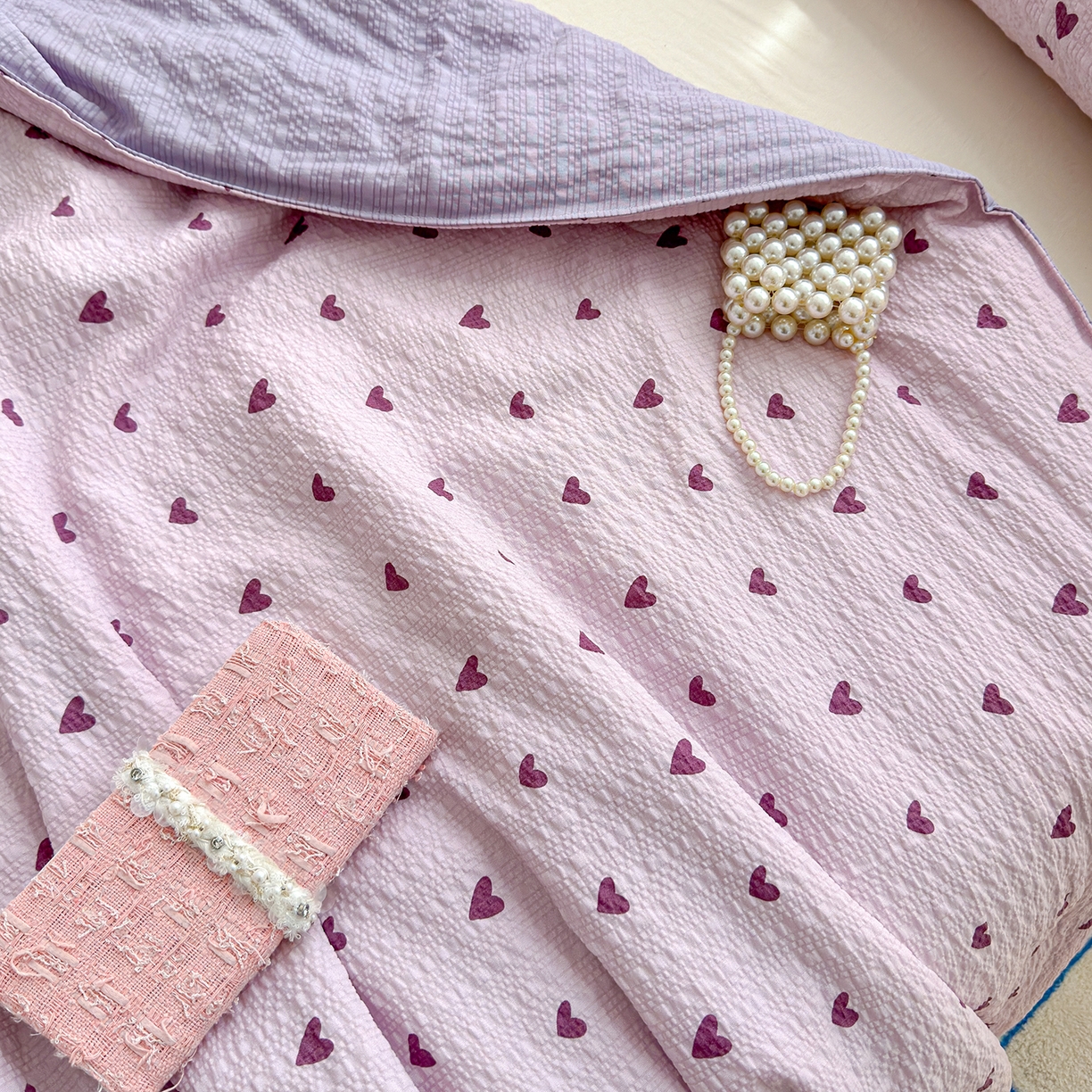 91家纺网 家纺一手货源 找家纺 桔禾家纺 2026新款A类泡芙棉泡泡纱夏被双层纱小清新夏凉被空调被 芋泥波波