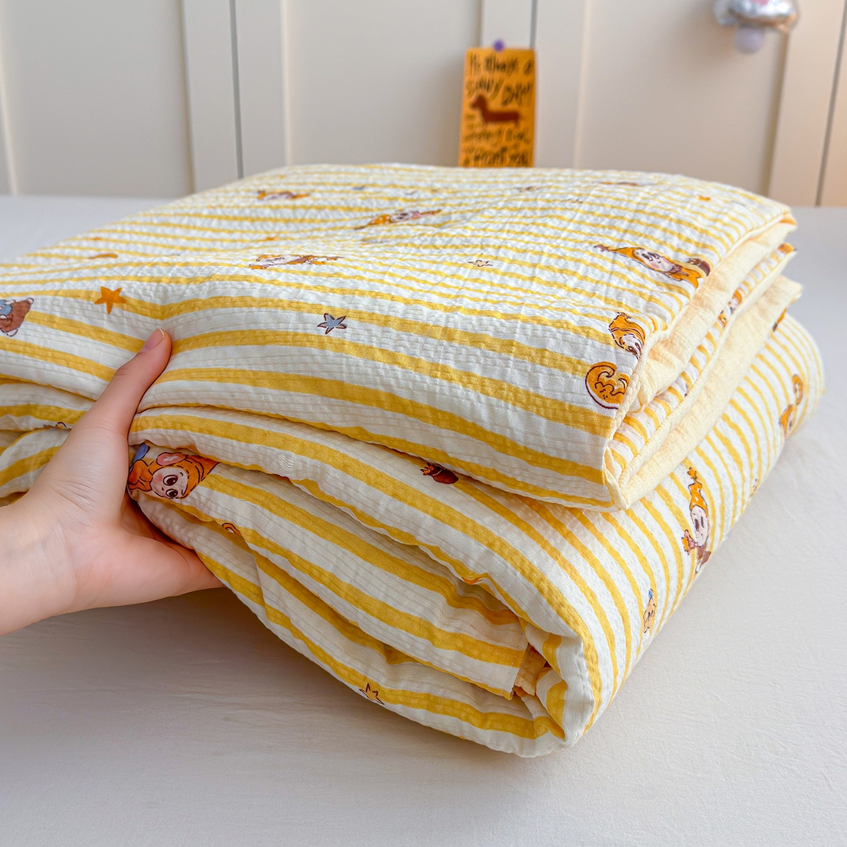 91家纺网 家纺一手货源 找家纺 桔禾家纺 2026新款A类泡芙棉泡泡纱夏被双层纱小清新夏凉被空调被 星宝贝