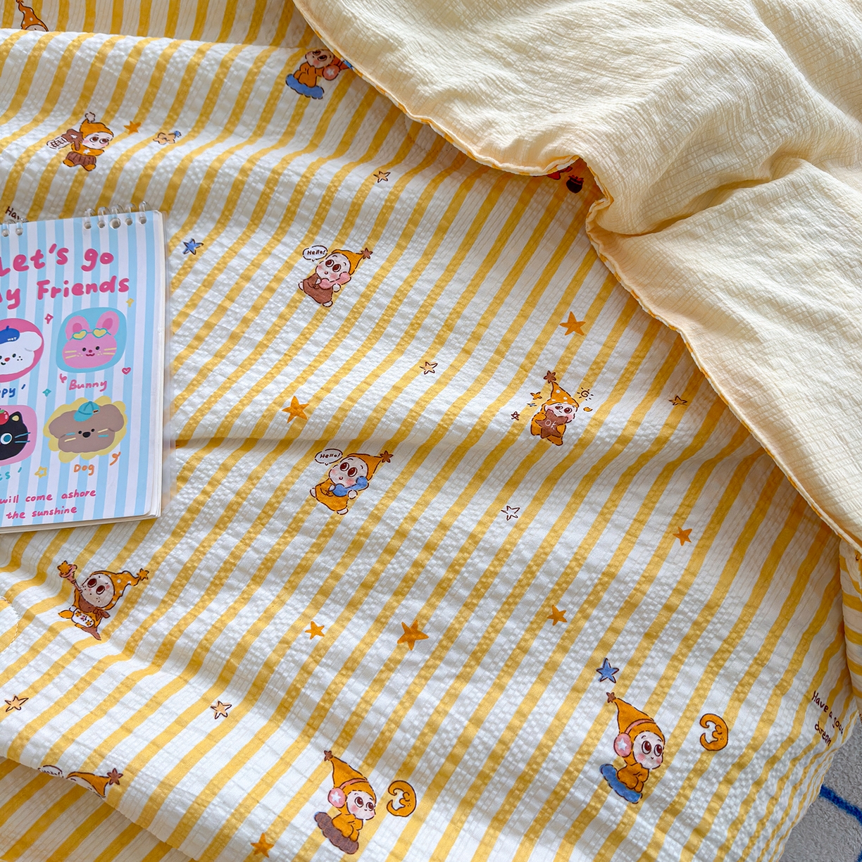 91家纺网 家纺一手货源 找家纺 桔禾家纺 2026新款A类泡芙棉泡泡纱夏被双层纱小清新夏凉被空调被 星宝贝