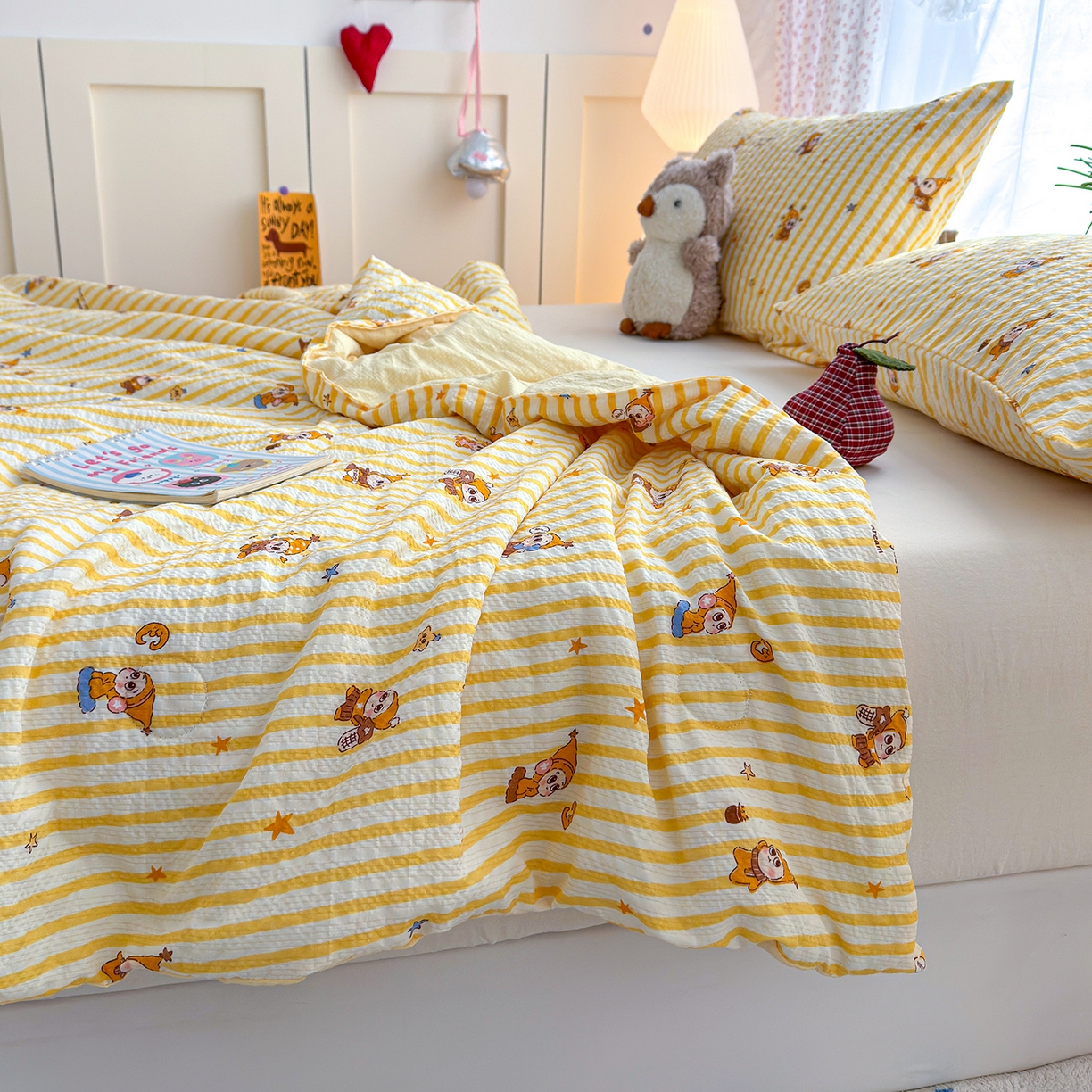 91家纺网 家纺一手货源 找家纺 桔禾家纺 2026新款A类泡芙棉泡泡纱夏被双层纱小清新夏凉被空调被 星宝贝