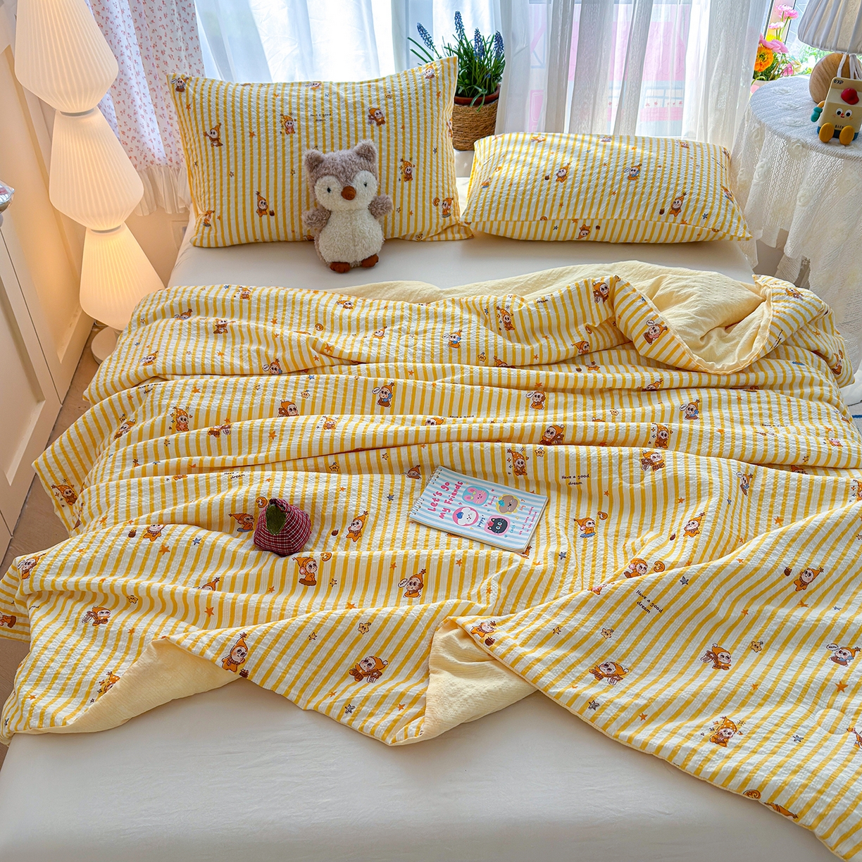 91家纺网 家纺一手货源 找家纺 桔禾家纺 2026新款A类泡芙棉泡泡纱夏被双层纱小清新夏凉被空调被 星宝贝