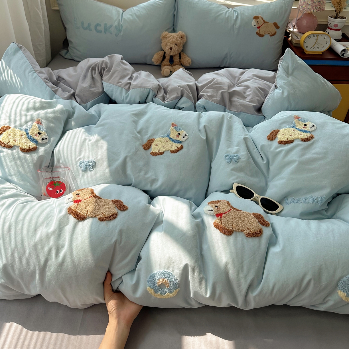 91家纺网 家纺一手货源 找家纺 （总）慕尚家纺 2026春夏新款色织水洗棉毛巾绣四件套