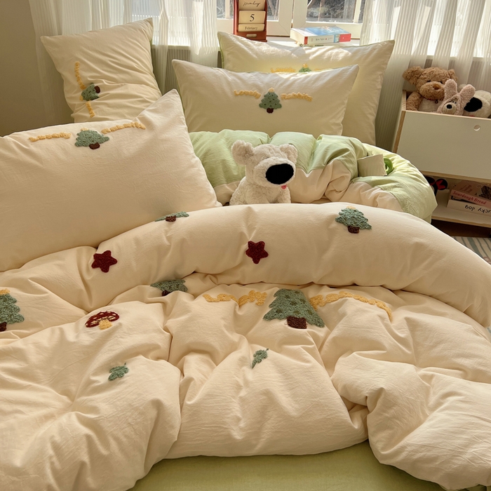 91家纺网 家纺一手货源 找家纺 （总）慕尚家纺 2026春夏新款色织水洗棉毛巾绣四件套