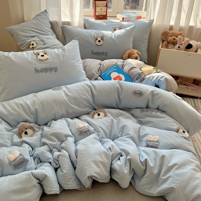 91家纺网 家纺一手货源 找家纺 （总）慕尚家纺 2026春夏新款色织水洗棉毛巾绣四件套