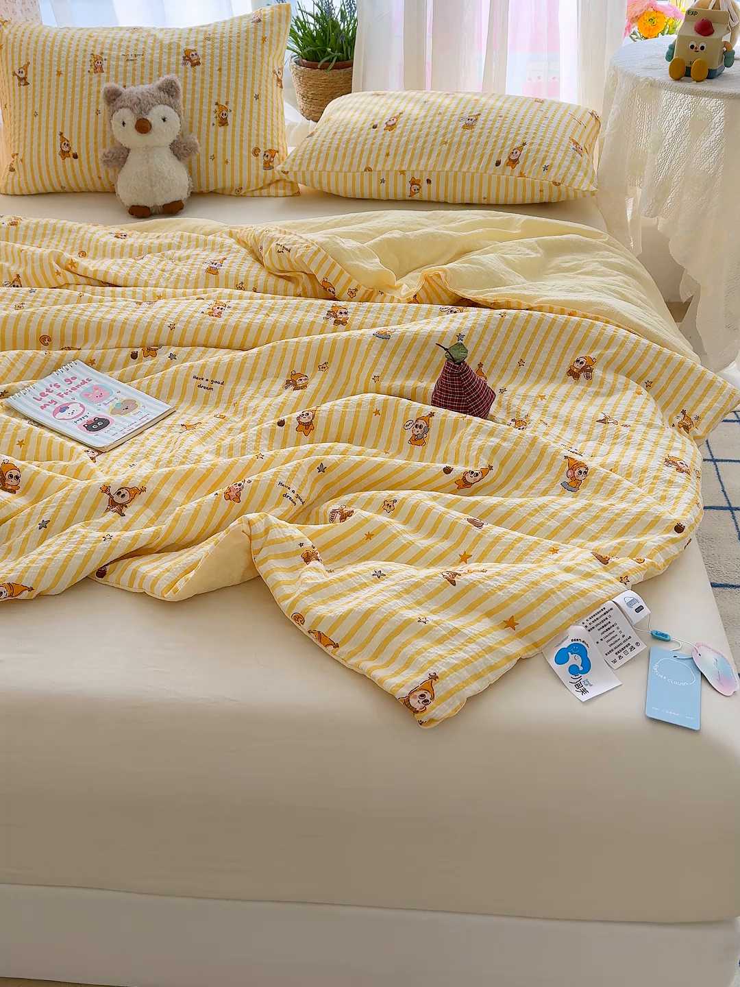 91家纺网 家纺一手货源 找家纺 桔禾家纺 2026新款A类泡芙棉泡泡纱夏被双层纱小清新夏凉被空调被 星宝贝