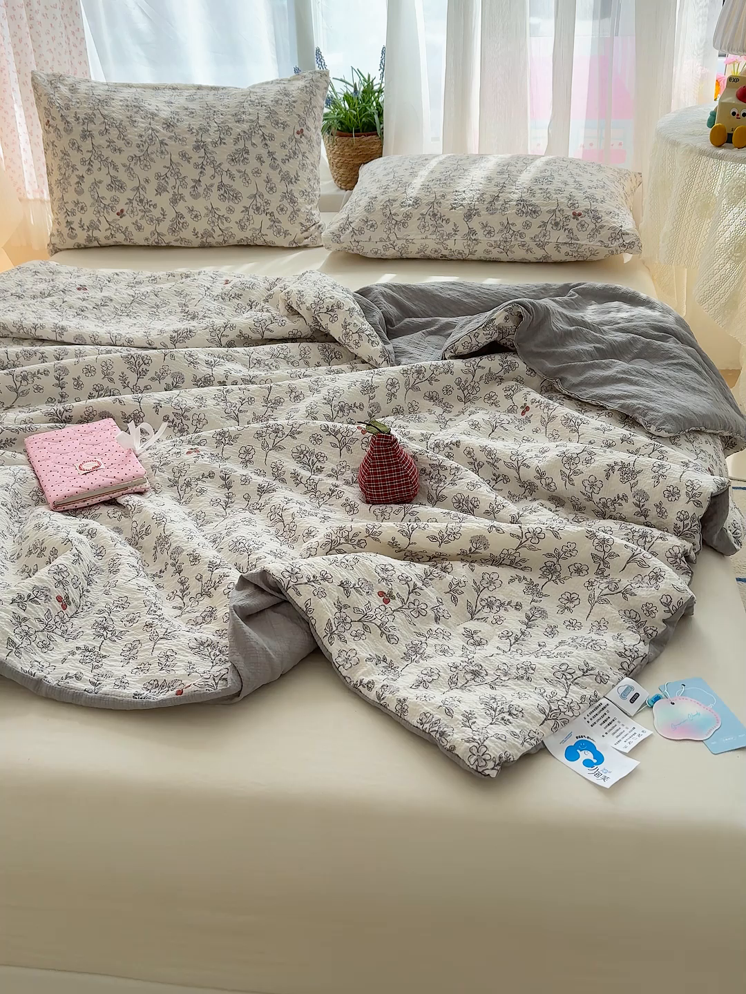 91家纺网 家纺一手货源 找家纺 桔禾家纺 2026新款A类泡芙棉泡泡纱夏被双层纱小清新夏凉被空调被 春风拂梦