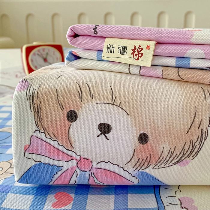 91家纺网 家纺一手货源 找家纺 首爱家纺 2026春夏新款100%全棉纯棉老粗布床单凉席席子 童格