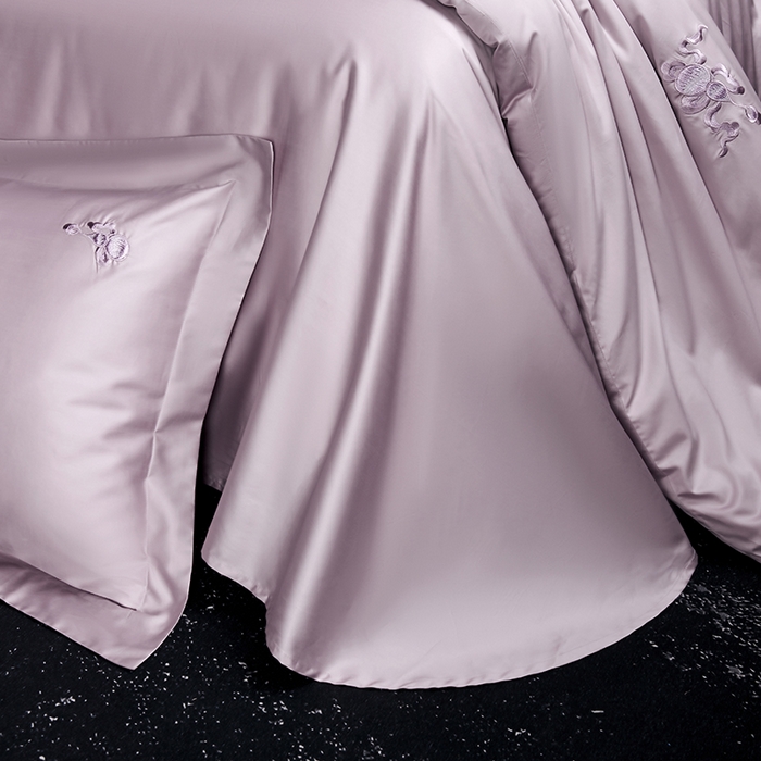 91家纺网 家纺一手货源 找家纺 淼铭家纺 2026新款正宗100S长绒棉纯棉刺绣工艺四件套-福禄 豆沙紫