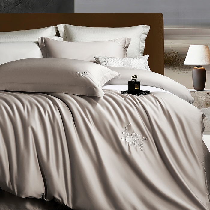 91家纺网 家纺一手货源 找家纺 淼铭家纺 2026新款正宗100S长绒棉纯棉刺绣工艺四件套-福禄 香槟金