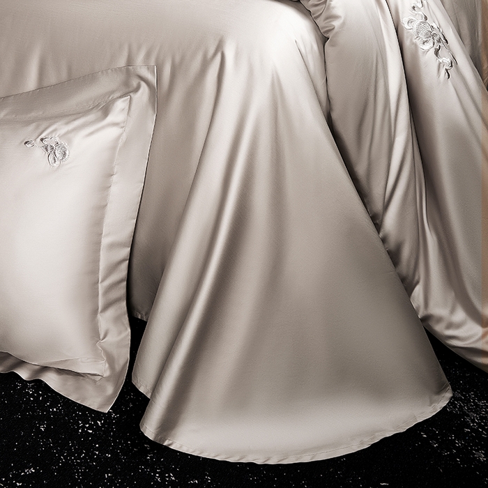 91家纺网 家纺一手货源 找家纺 淼铭家纺 2026新款正宗100S长绒棉纯棉刺绣工艺四件套-福禄 香槟金