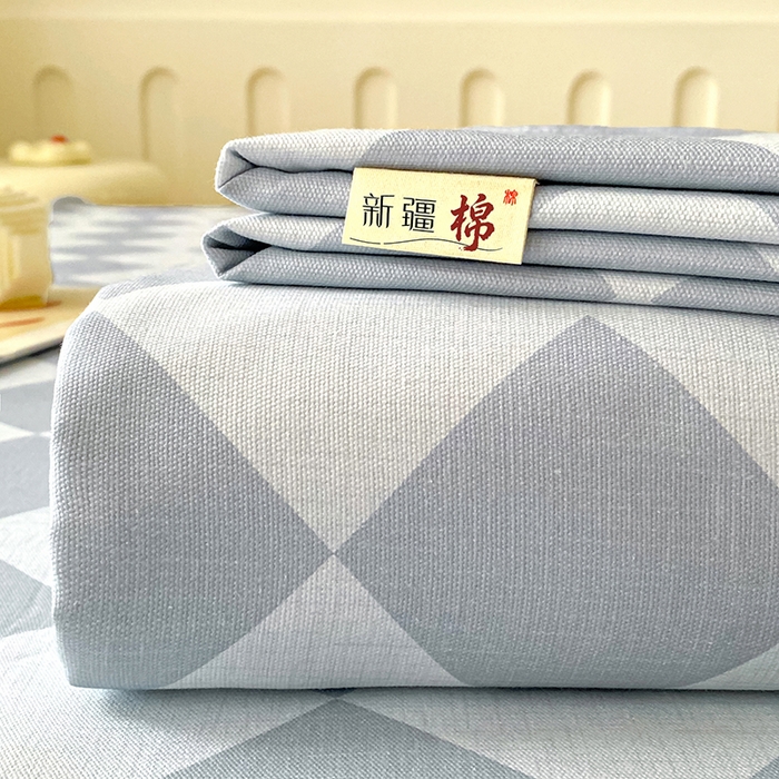 91家纺网 家纺一手货源 找家纺 首爱家纺 2026春夏新款100%全棉纯棉老粗布床单凉席席子 浅菱