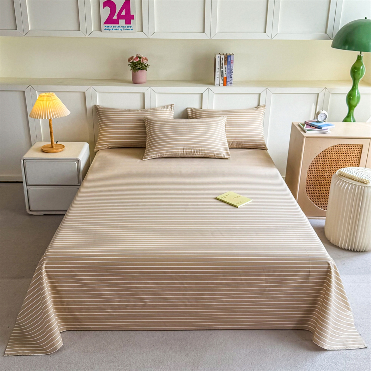 91家纺网 家纺一手货源 找家纺 （总）晨晨家纺 2026新款原棉老粗布床单席子凉席三件套