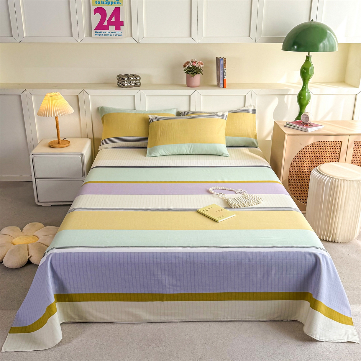 91家纺网 家纺一手货源 找家纺 （总）晨晨家纺 2026新款原棉老粗布床单席子凉席三件套