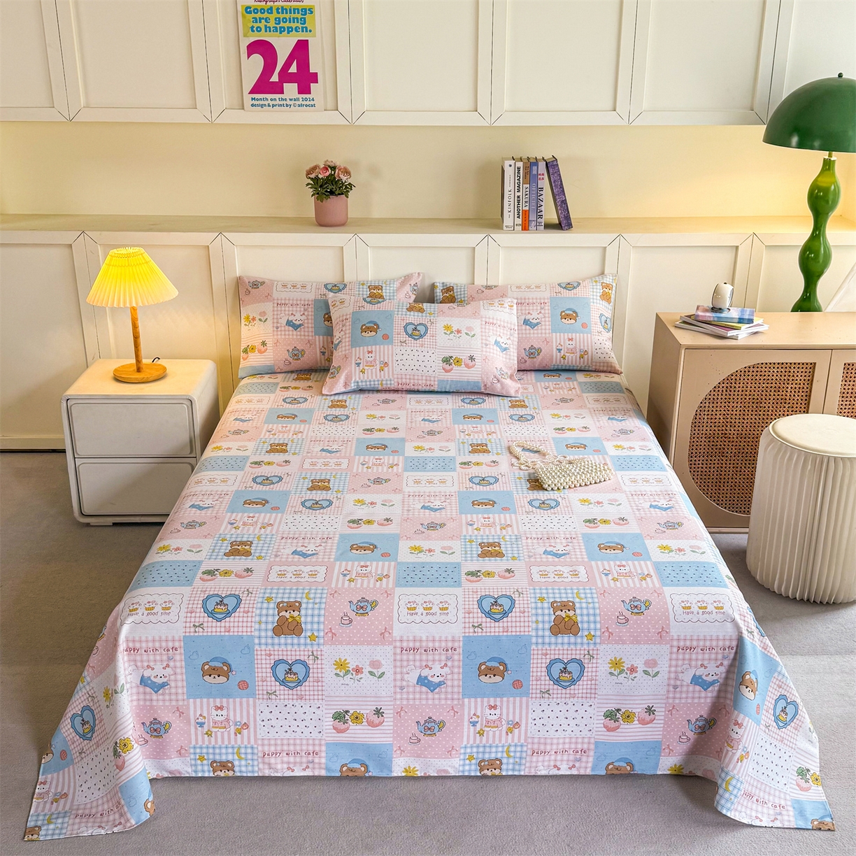 91家纺网 家纺一手货源 找家纺 （总）晨晨家纺 2026新款原棉老粗布床单席子凉席三件套