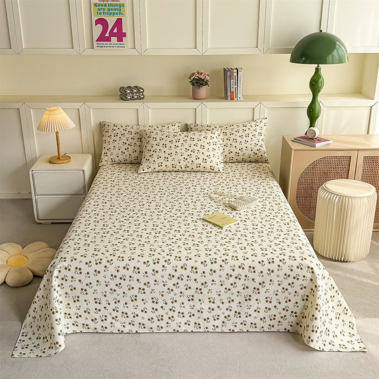 91家纺网 家纺一手货源 找家纺 （总）晨晨家纺 2026新款原棉老粗布床单席子凉席三件套