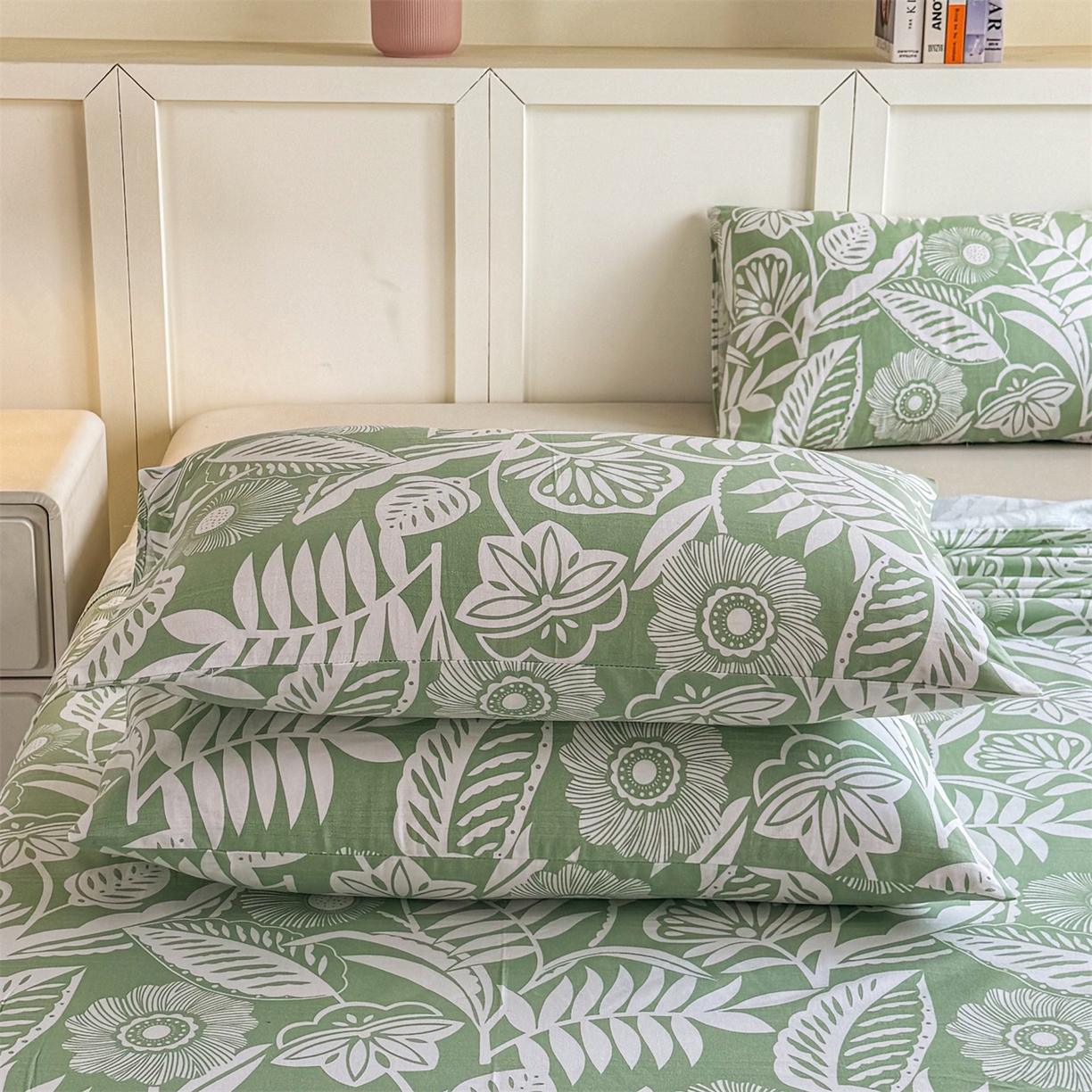 91家纺网 家纺一手货源 找家纺 晨晨家纺 2026新款原棉老粗布床单席子凉席三件套 花香情