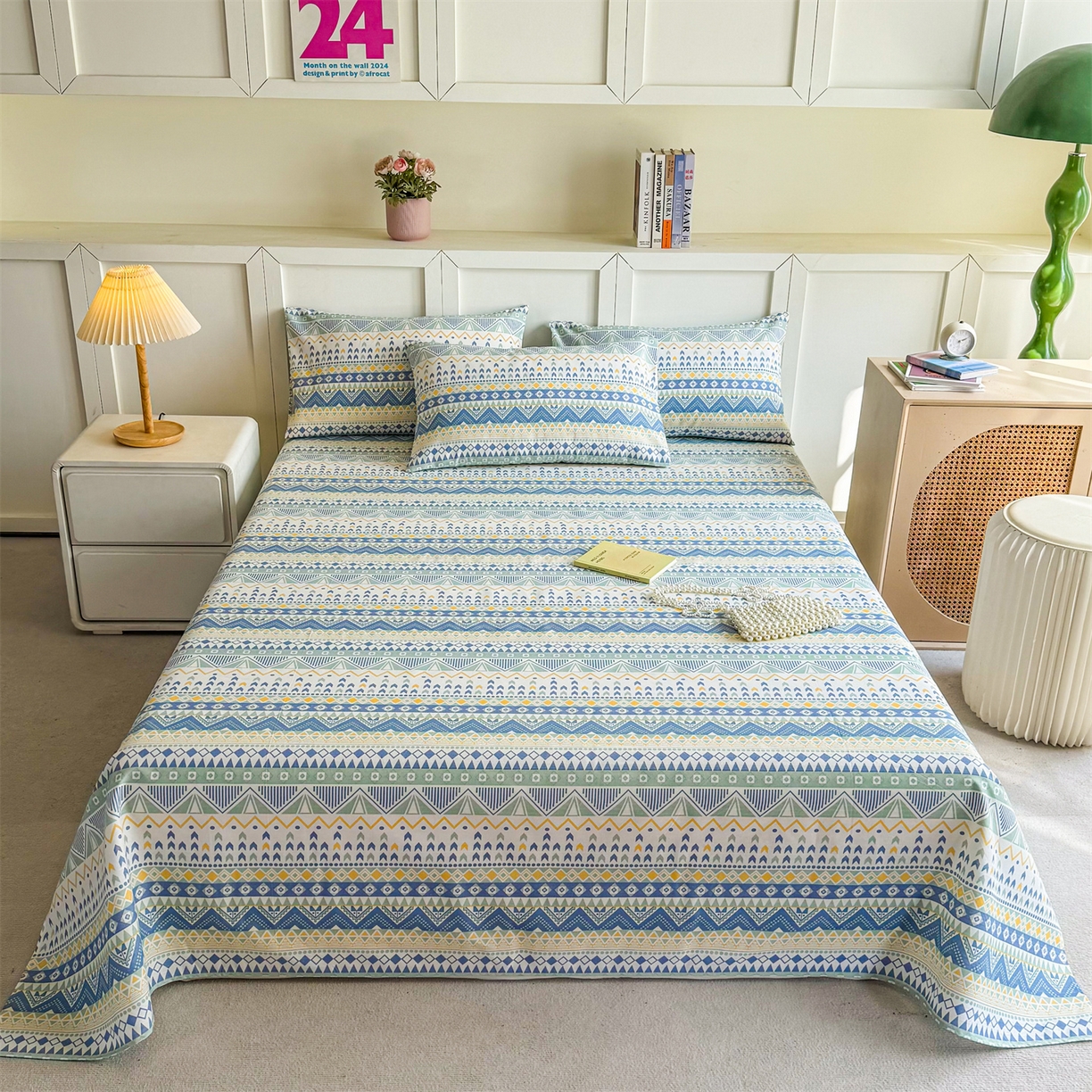 91家纺网 家纺一手货源 找家纺 （总）晨晨家纺 2026新款原棉老粗布床单席子凉席三件套