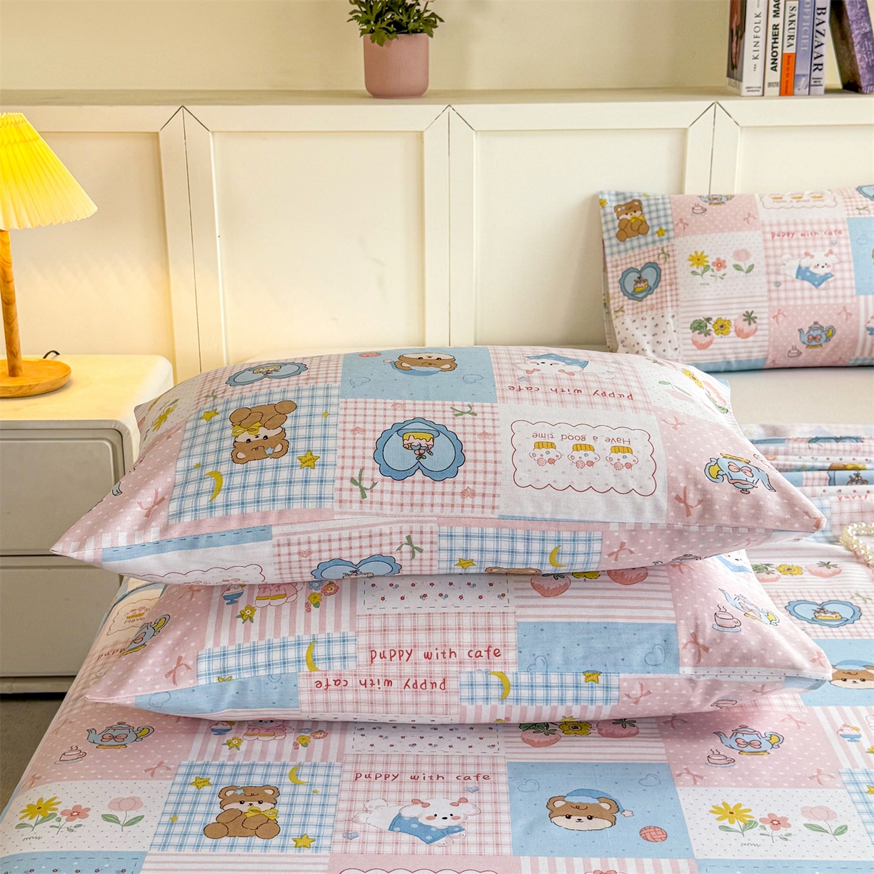 91家纺网 家纺一手货源 找家纺 晨晨家纺 2026新款原棉老粗布床单席子凉席三件套 童话世界