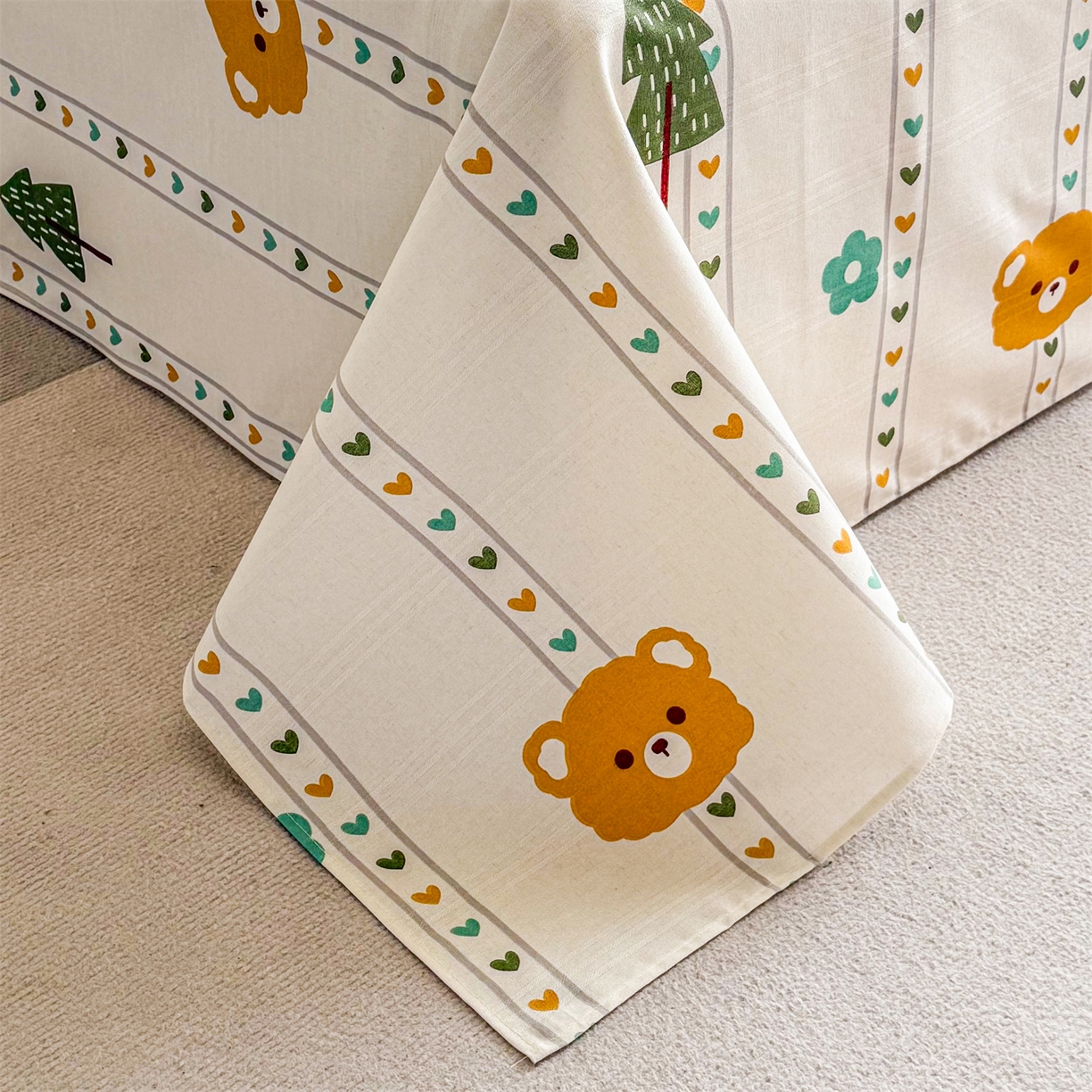 91家纺网 家纺一手货源 找家纺 晨晨家纺 2026新款原棉老粗布床单席子凉席三件套 萌宠森林