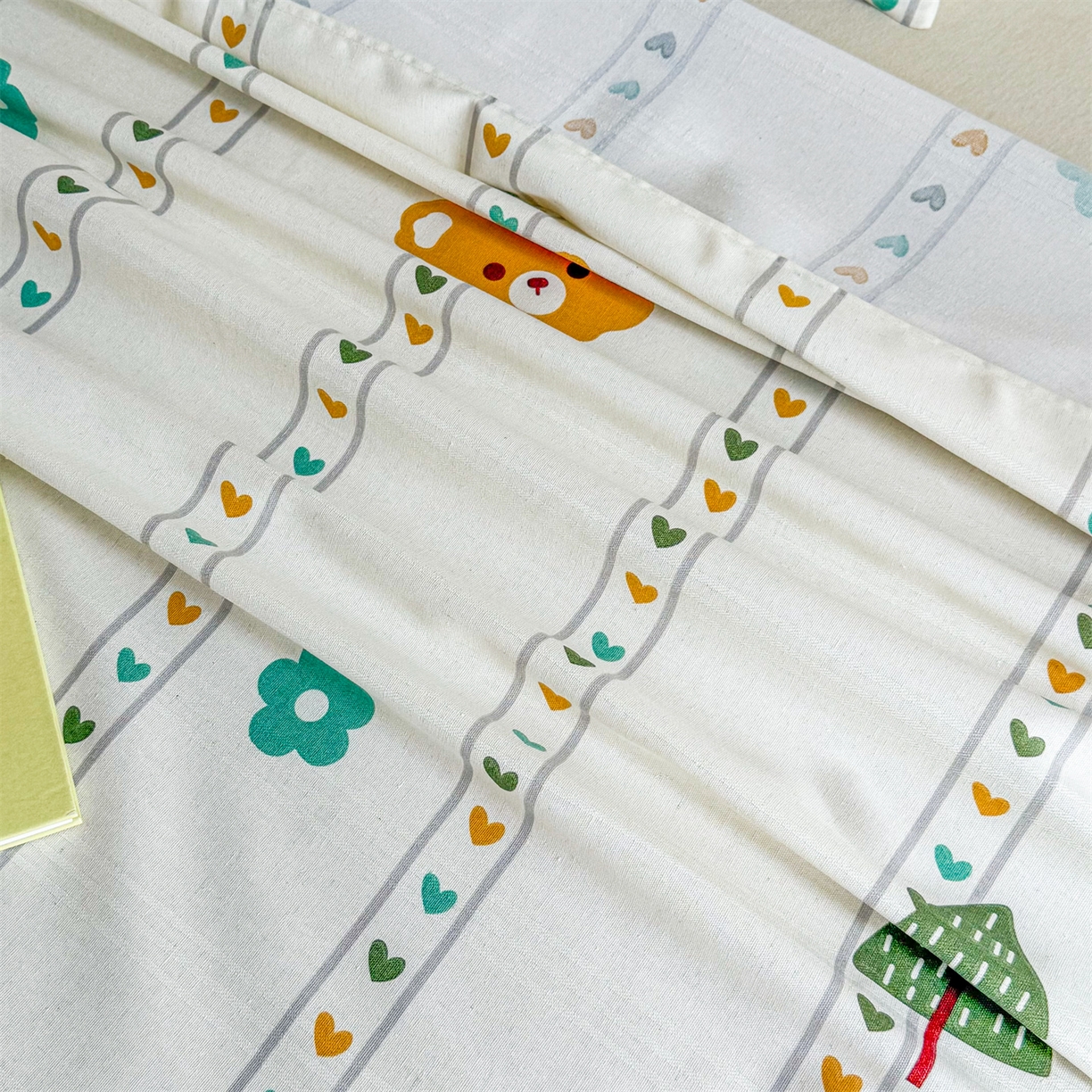 91家纺网 家纺一手货源 找家纺 晨晨家纺 2026新款原棉老粗布床单席子凉席三件套 萌宠森林