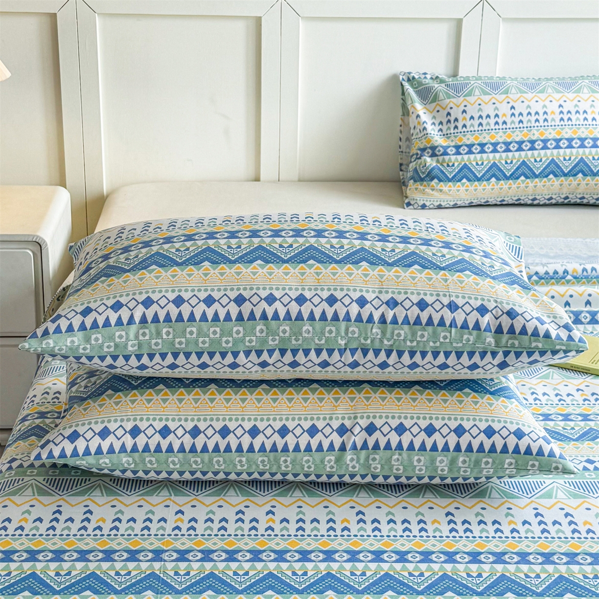 91家纺网 家纺一手货源 找家纺 晨晨家纺 2026新款原棉老粗布床单席子凉席三件套 雷欧