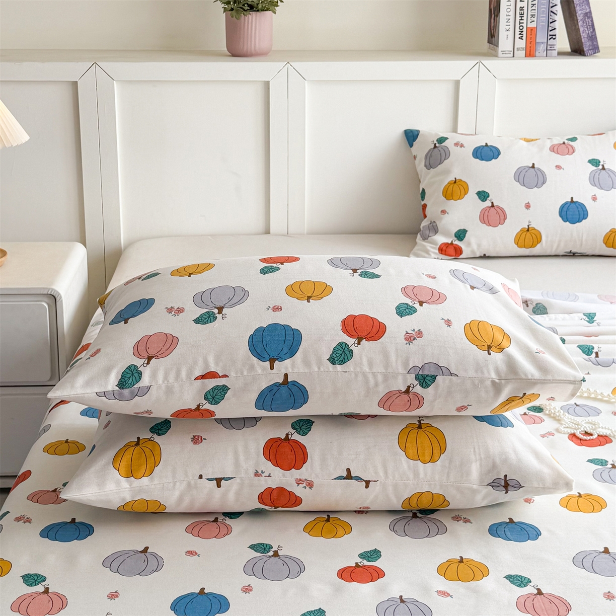 91家纺网 家纺一手货源 找家纺 晨晨家纺 2026新款原棉老粗布床单席子凉席三件套 七彩果