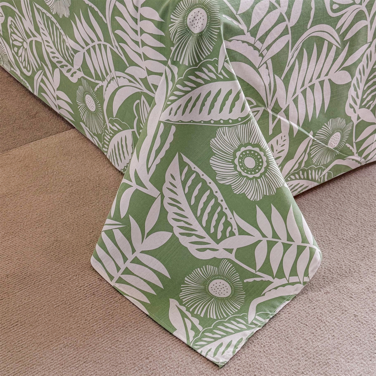 91家纺网 家纺一手货源 找家纺 晨晨家纺 2026新款原棉老粗布床单席子凉席三件套 花香情