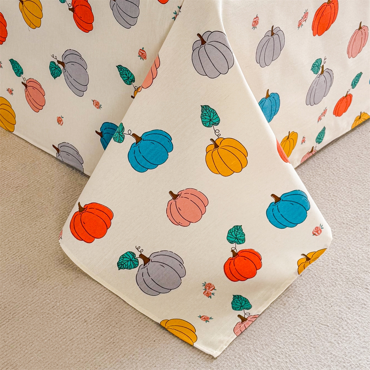 91家纺网 家纺一手货源 找家纺 晨晨家纺 2026新款原棉老粗布床单席子凉席三件套 七彩果