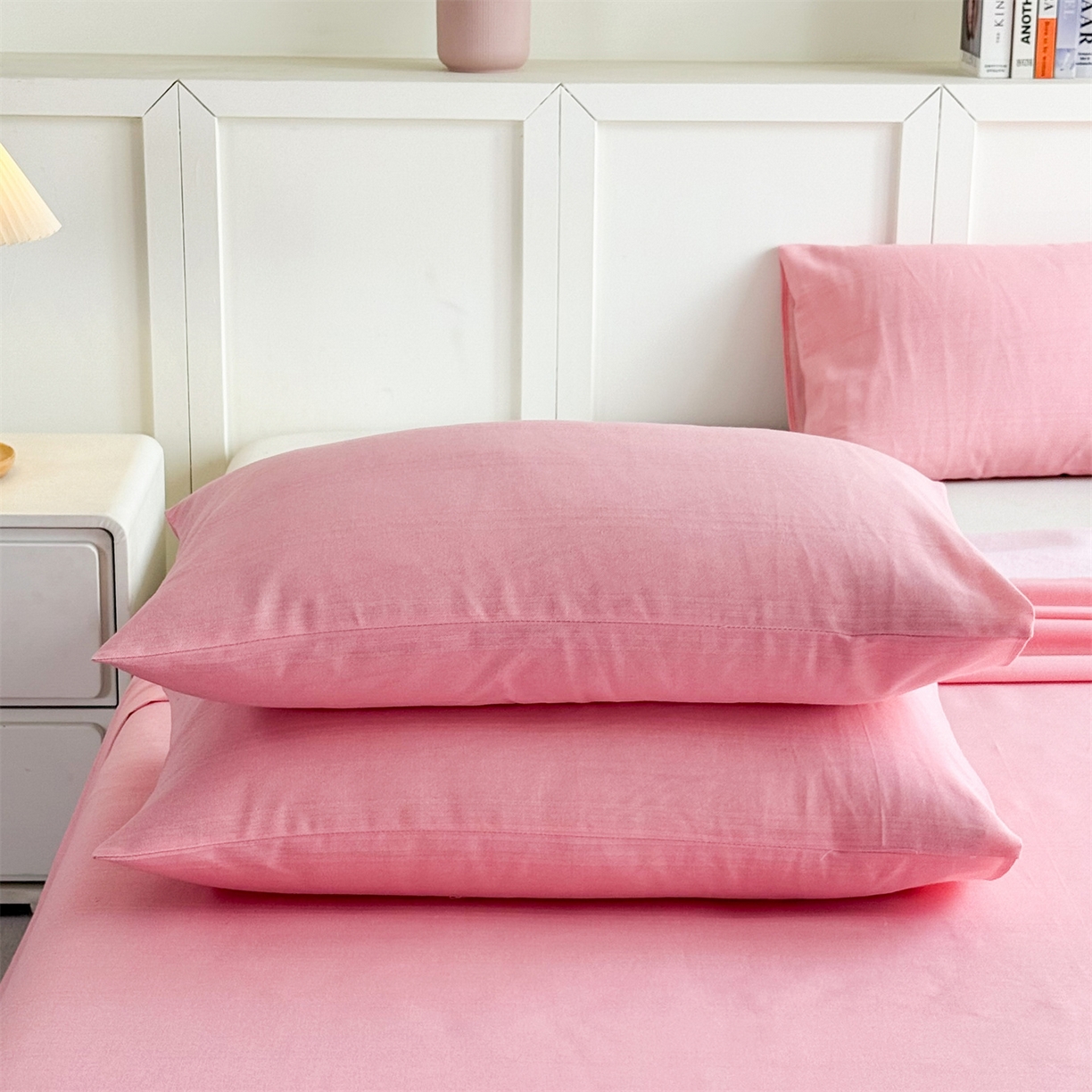 91家纺网 家纺一手货源 找家纺 晨晨家纺 2026新款原棉老粗布床单席子凉席三件套 桃粉