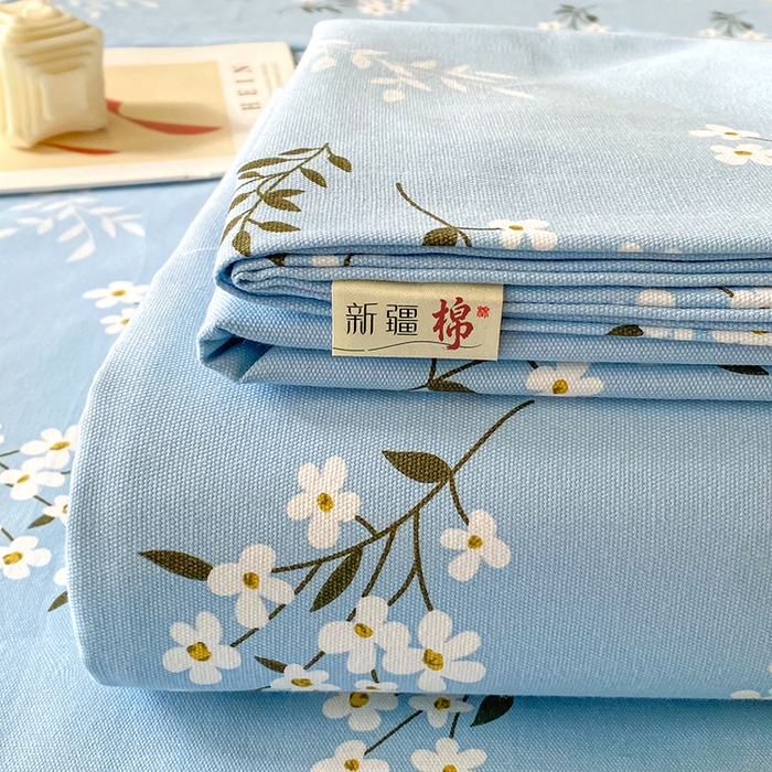 91家纺网 家纺一手货源 找家纺 首爱家纺 2026春夏新款100%全棉纯棉老粗布床单凉席席子 蓝樱