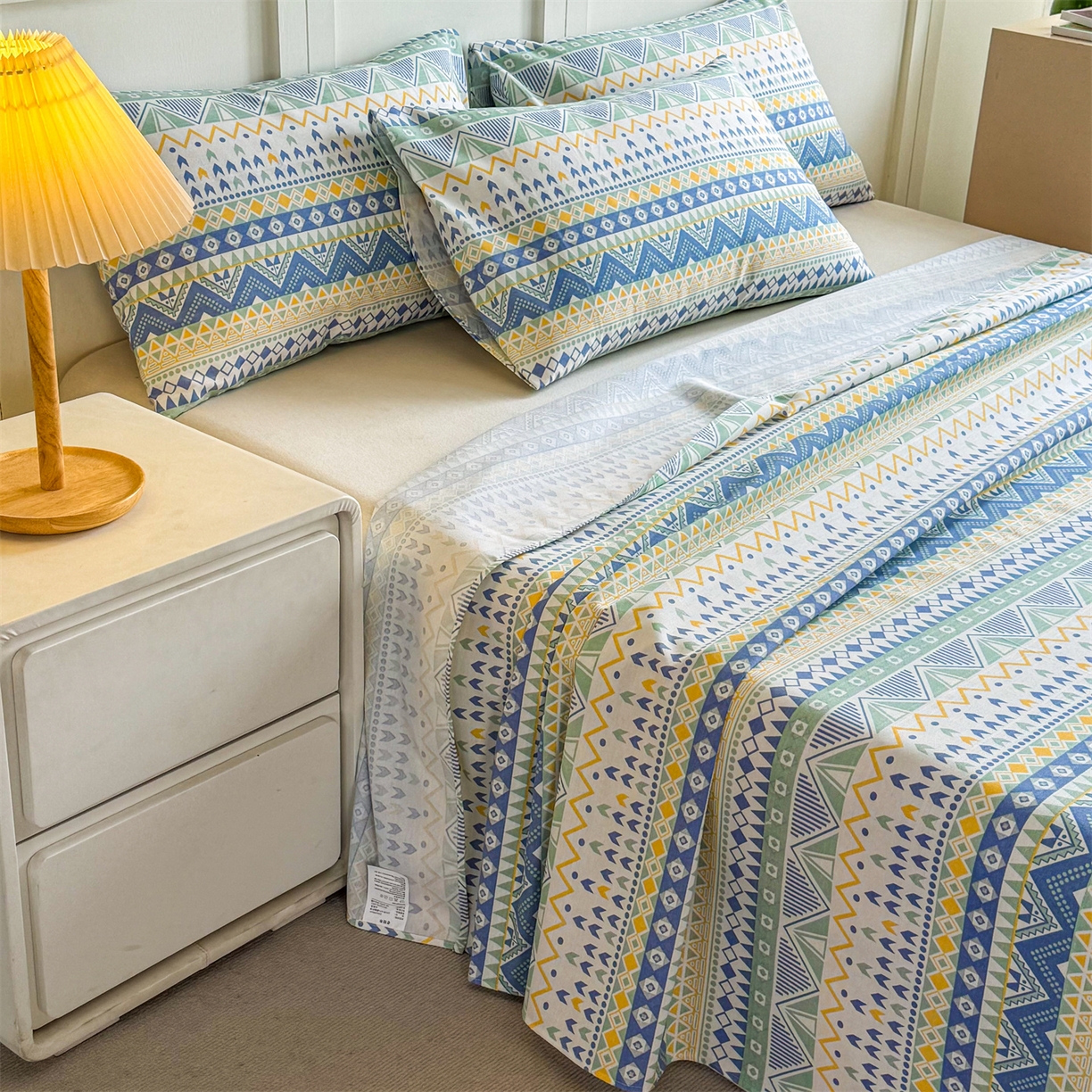 91家纺网 家纺一手货源 找家纺 晨晨家纺 2026新款原棉老粗布床单席子凉席三件套 雷欧