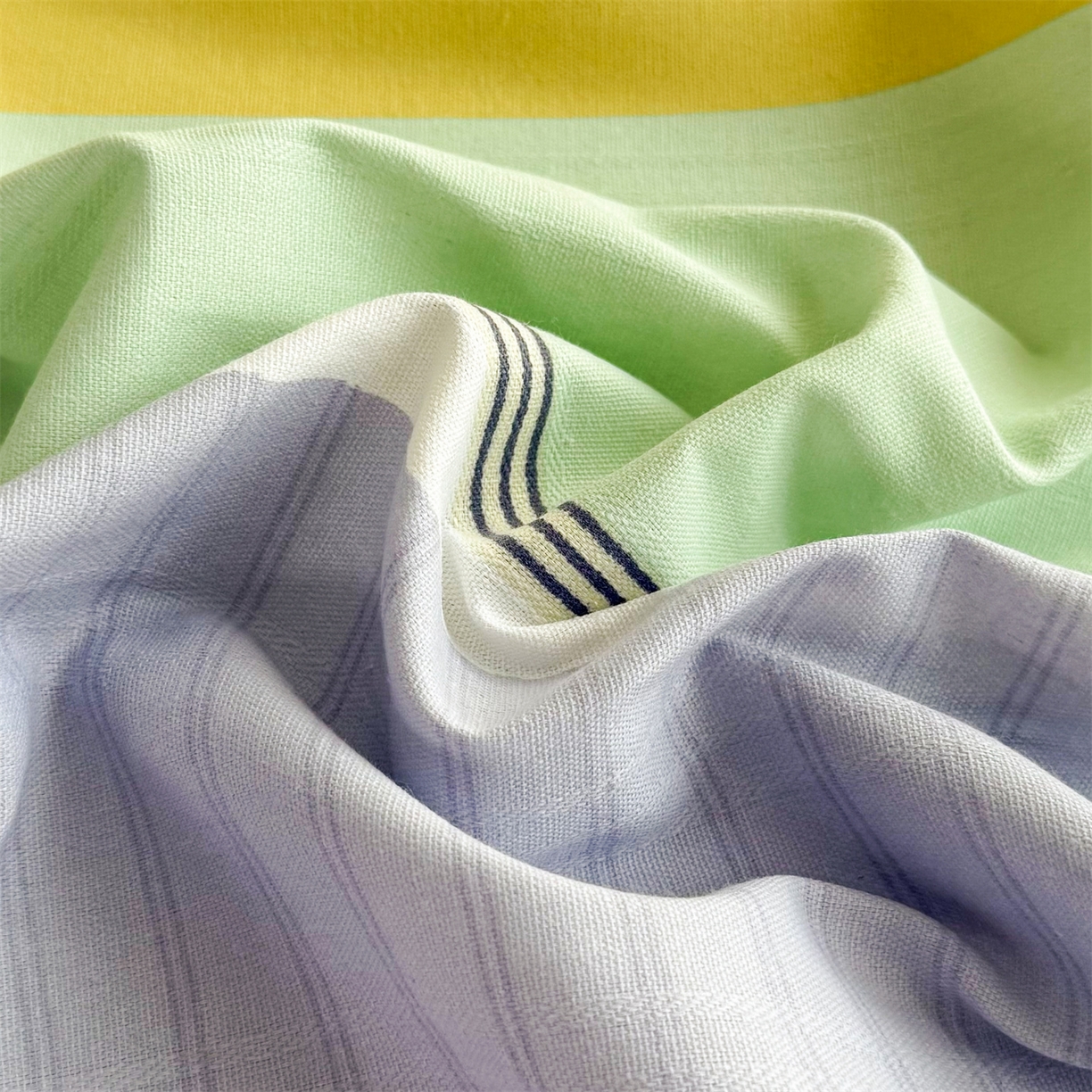 91家纺网 家纺一手货源 找家纺 晨晨家纺 2026新款原棉老粗布床单席子凉席三件套 条格时代