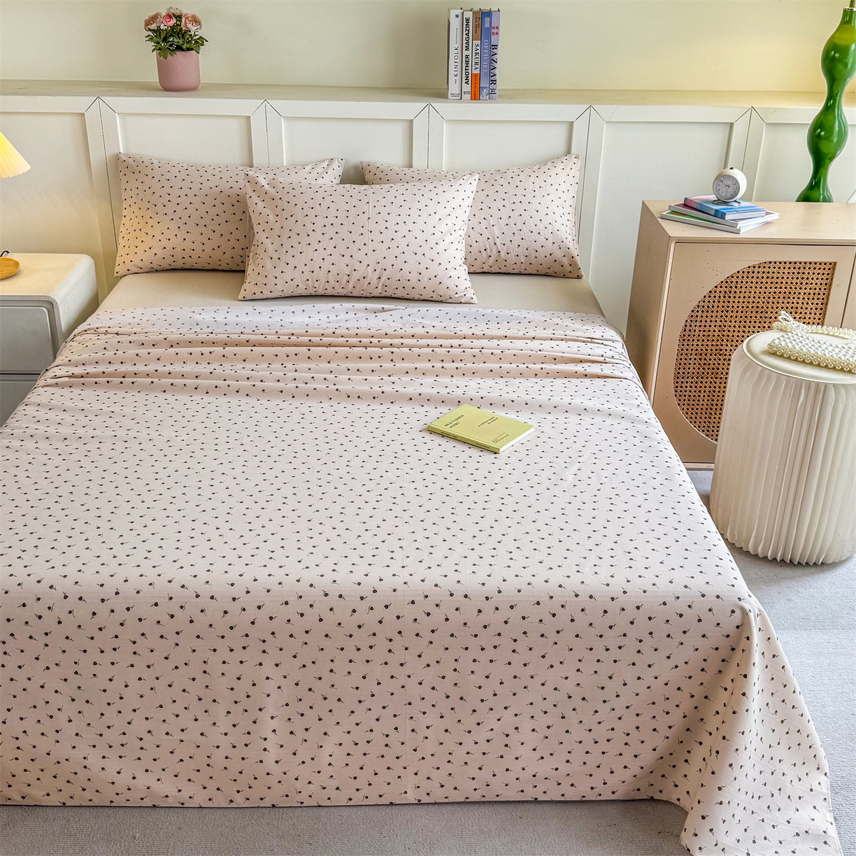 91家纺网 家纺一手货源 找家纺 晨晨家纺 2026新款原棉老粗布床单席子凉席三件套 星朵