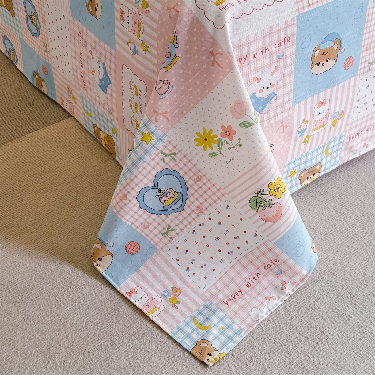 91家纺网 家纺一手货源 找家纺 晨晨家纺 2026新款原棉老粗布床单席子凉席三件套 童话世界