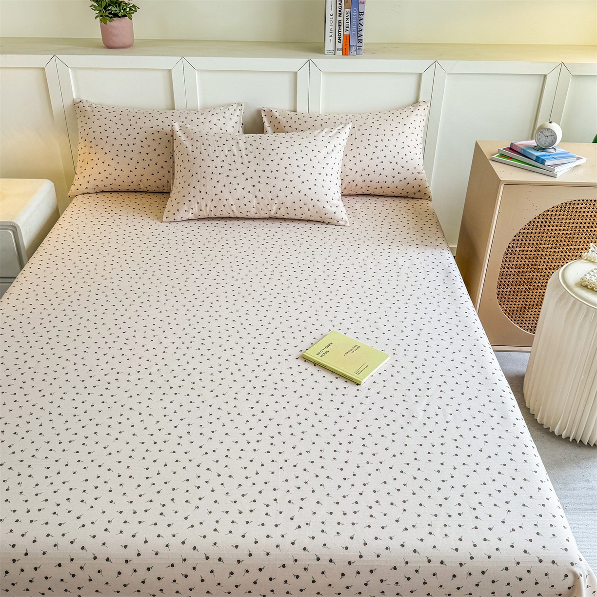 91家纺网 家纺一手货源 找家纺 晨晨家纺 2026新款原棉老粗布床单席子凉席三件套 星朵