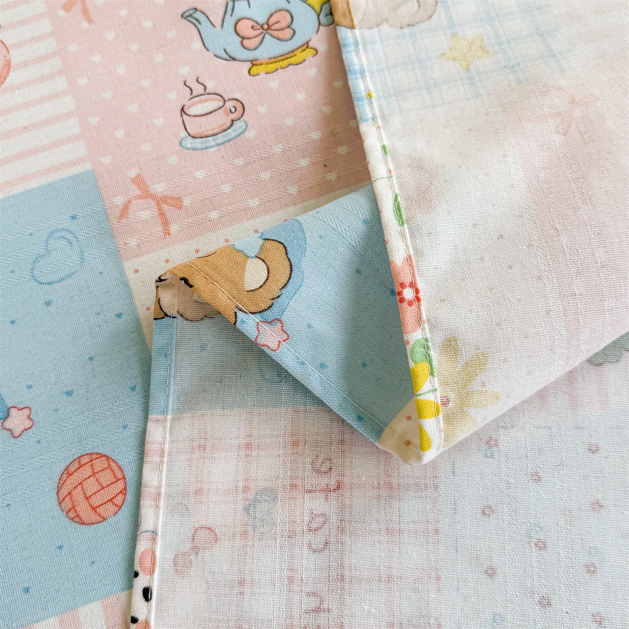 91家纺网 家纺一手货源 找家纺 晨晨家纺 2026新款原棉老粗布床单席子凉席三件套 童话世界