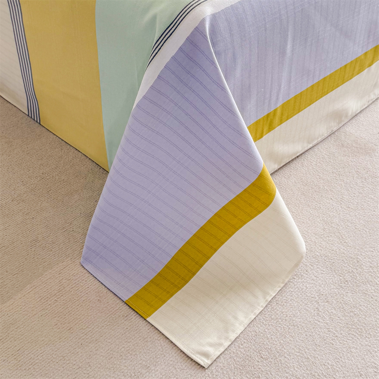 91家纺网 家纺一手货源 找家纺 晨晨家纺 2026新款原棉老粗布床单席子凉席三件套 条格时代