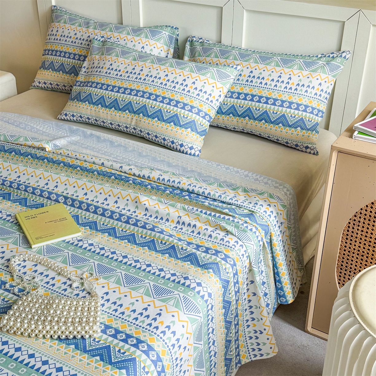 91家纺网 家纺一手货源 找家纺 晨晨家纺 2026新款原棉老粗布床单席子凉席三件套 雷欧